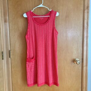 Habitat Escape Tank Dress‎ Womens Small Red White Striped Cotton Slub 82517
